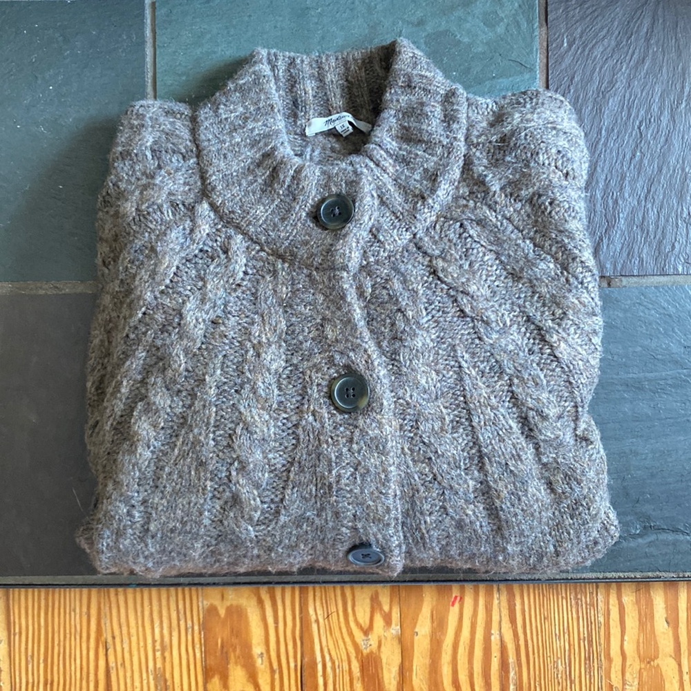 Madewell 1X cable knit cardigan